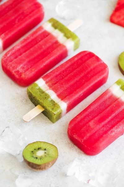 Watermelon and kiwi popsicles