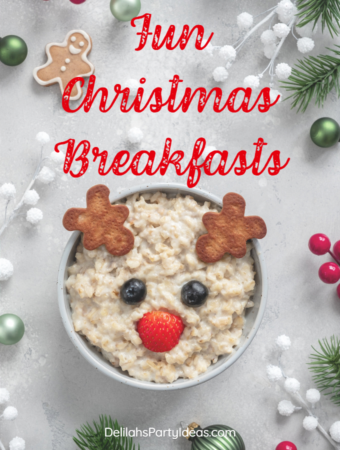 Fun Christmas Breakfast bowl of porridge looks like Rudolph