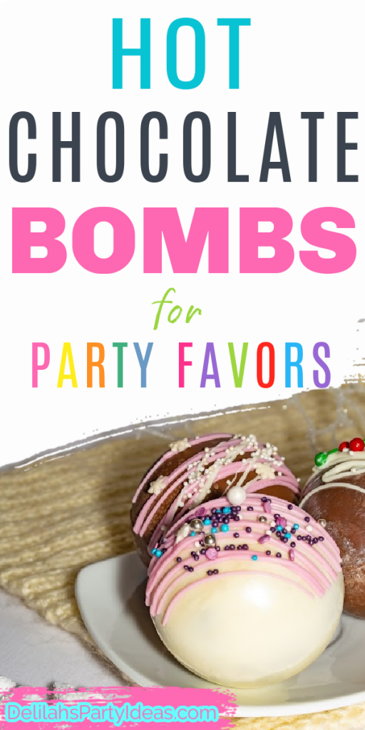Hot Chocolate Bombs for Party Favors pin image text overlay.