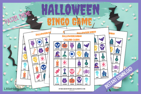 Halloween Pastel theme Bingo Game Cards