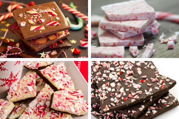 Collage of 4 different Candy Cane Barks to make