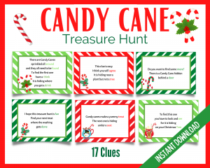 Candy Cane Treasure Hunt printable game