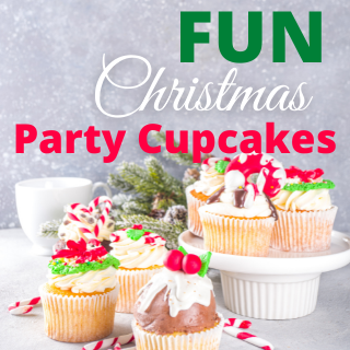 Feature Image Christmas Cupcakes with writing overlay Fun Christmas Party Cupcakes
