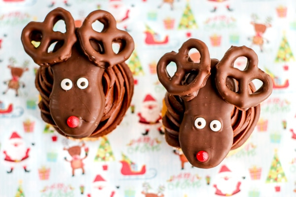2 Rudolph the reindeer cupcakes