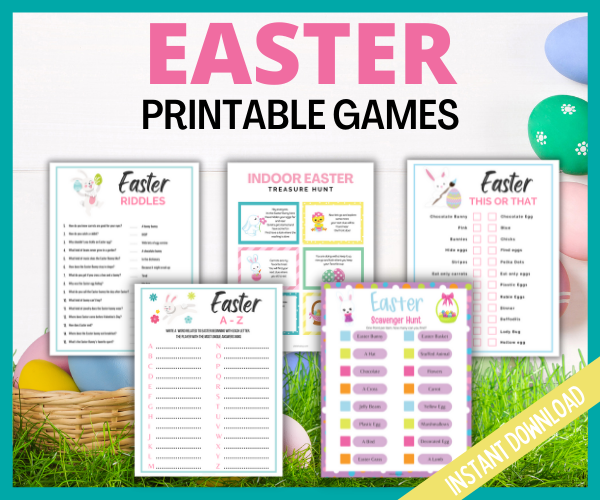 Collage of Easter printable games