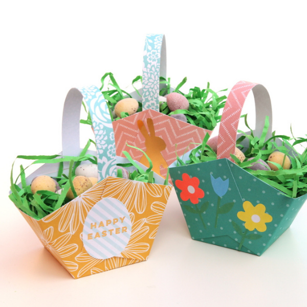 3 Easter Baskets made from origami