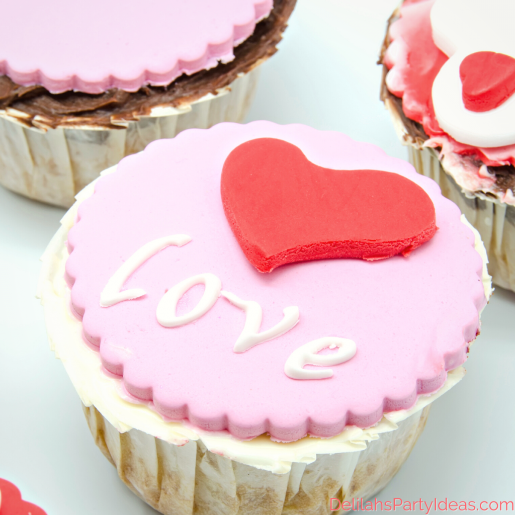 Love Cupcake - red heart and white writing
