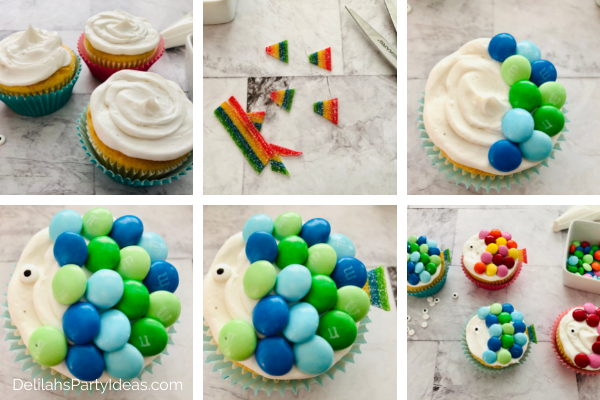 Step by step how to make these cute fish cupcakes