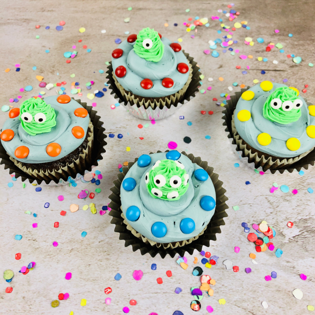 Alien and Spaceship Cupcakes