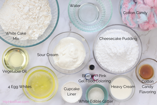 Cotton candy cupcake ingredients