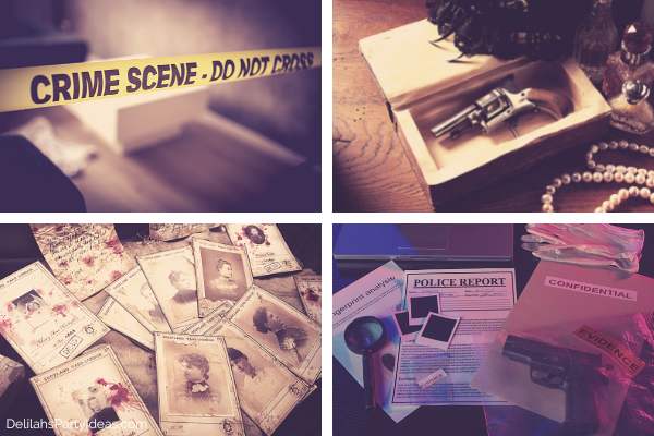 Halloween Murder Mystery Party -collage of crime scene