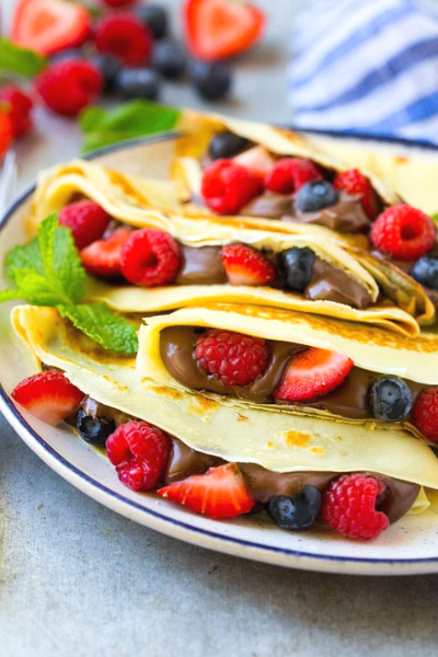 crepes filled with Nutella and berries
