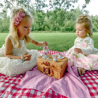2 girls having an afternoon tea party