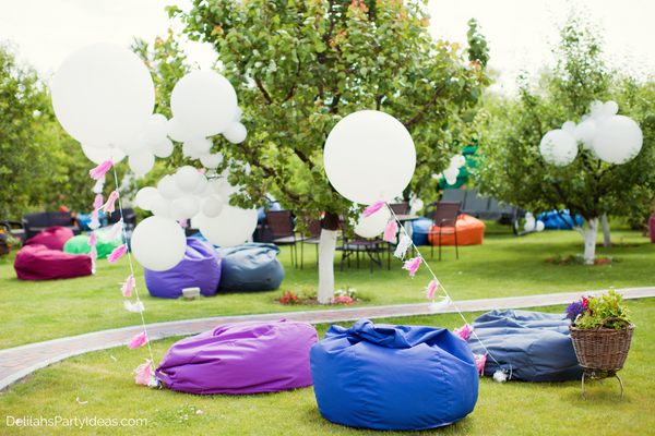 Garden party Set up with colored bean bags