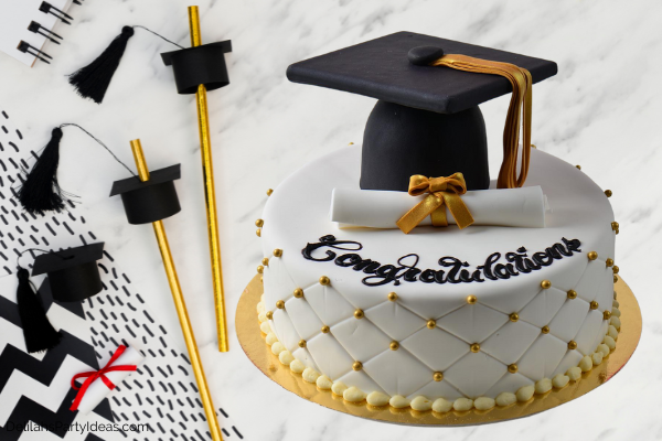 gold and Black Graduation Cake