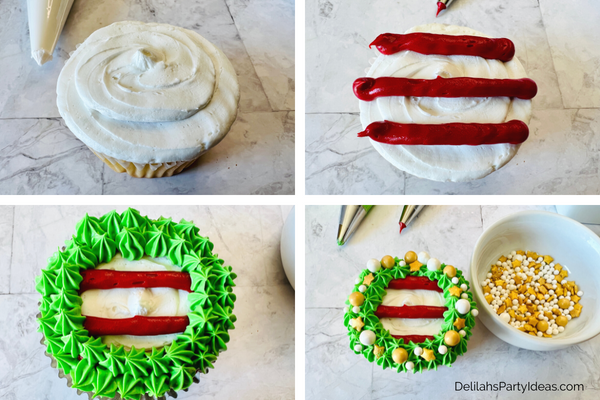 Wreath Cupcakes steps to make