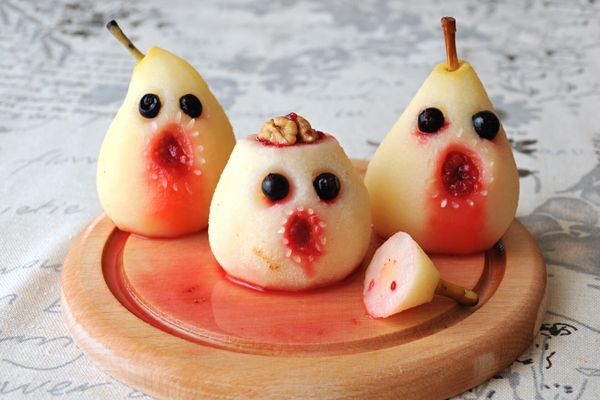 Halloween Pears made into Monsters