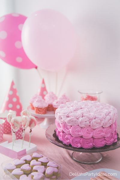 Pink Party Table with pink cake