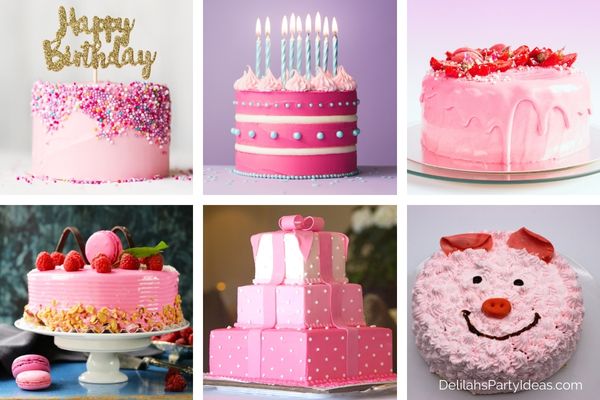 Pretty Pink Party Cakes Collage