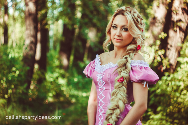Woman dressed in Rapunzel costume