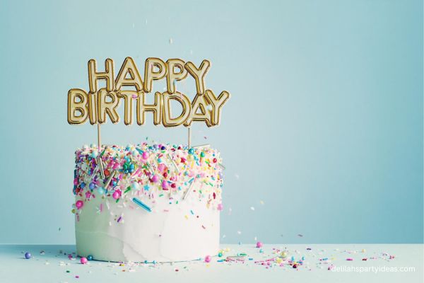 Happy Birthday Cake on blue background