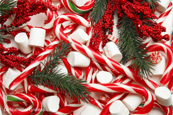 candy canes and marshmallows