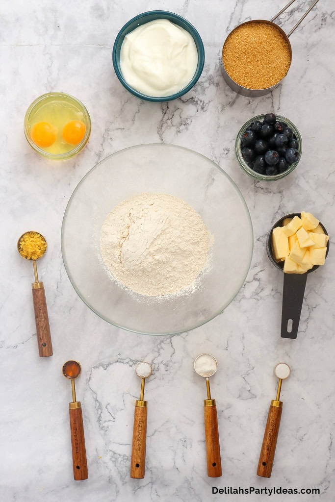Ingredients for Lemon Blueberry Bundt Cake