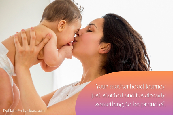 Mother kissing her baby, with quote overlay