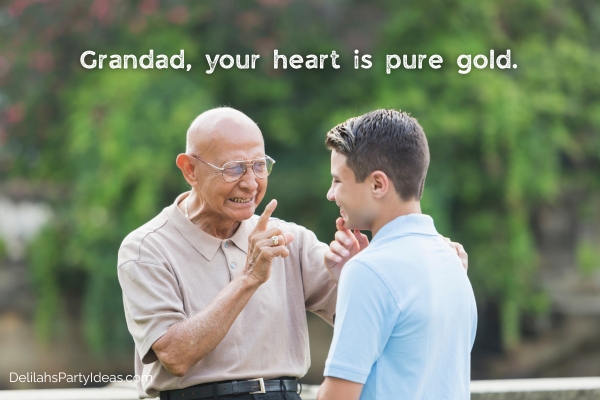 Grandad talking to grandson, with father's day greeting overlay