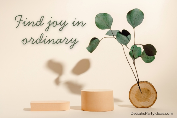 Eucalyptus leaf on beige background, with quote overlay