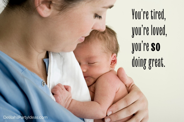 A mother holding her newborn baby, with quote overlay