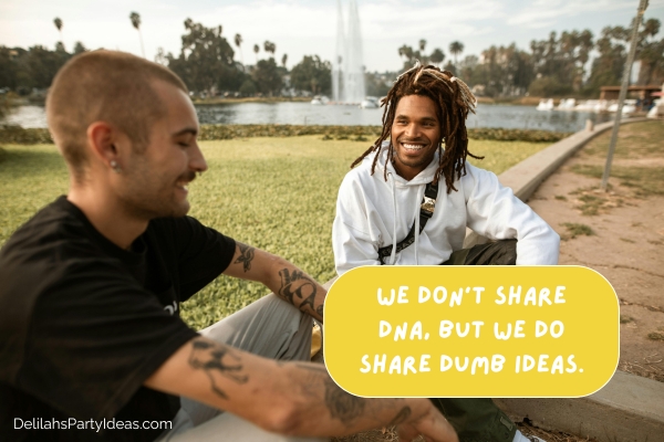 2 men laughing, with quote overlay