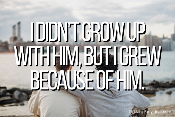 back view of 2 male best friends looking at the water, with quote overlay