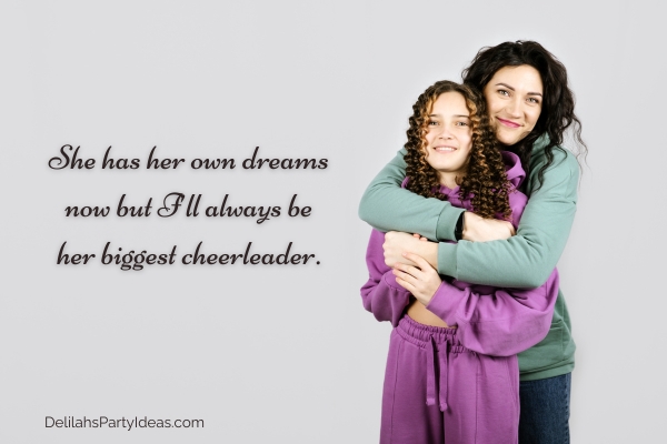 Mother hugging her teenage daughter, with quote overlay