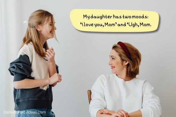 Mother and daughter laughing with quote overlay
