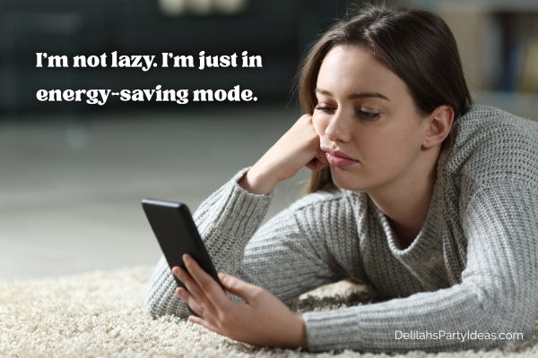 teenage girl looking at her cellphone with quote overlay
