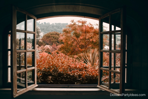 Open window in fall season