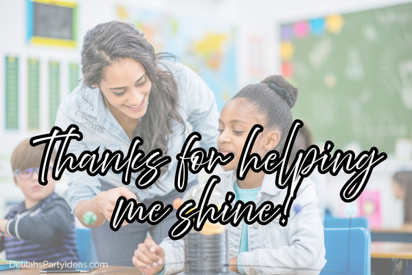 Teacher helping student in classroom with quote overlay