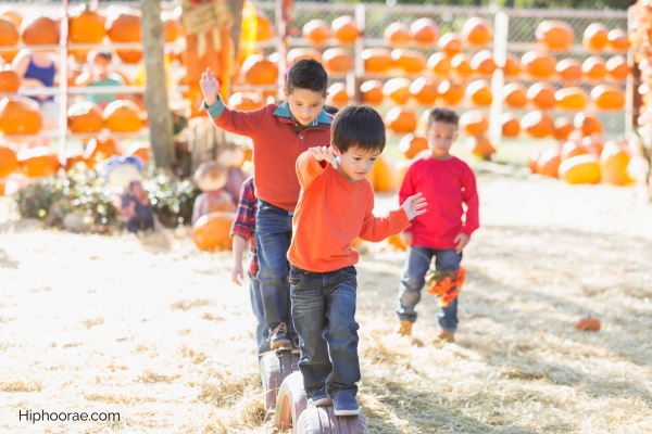 Boys having fun at fall festival