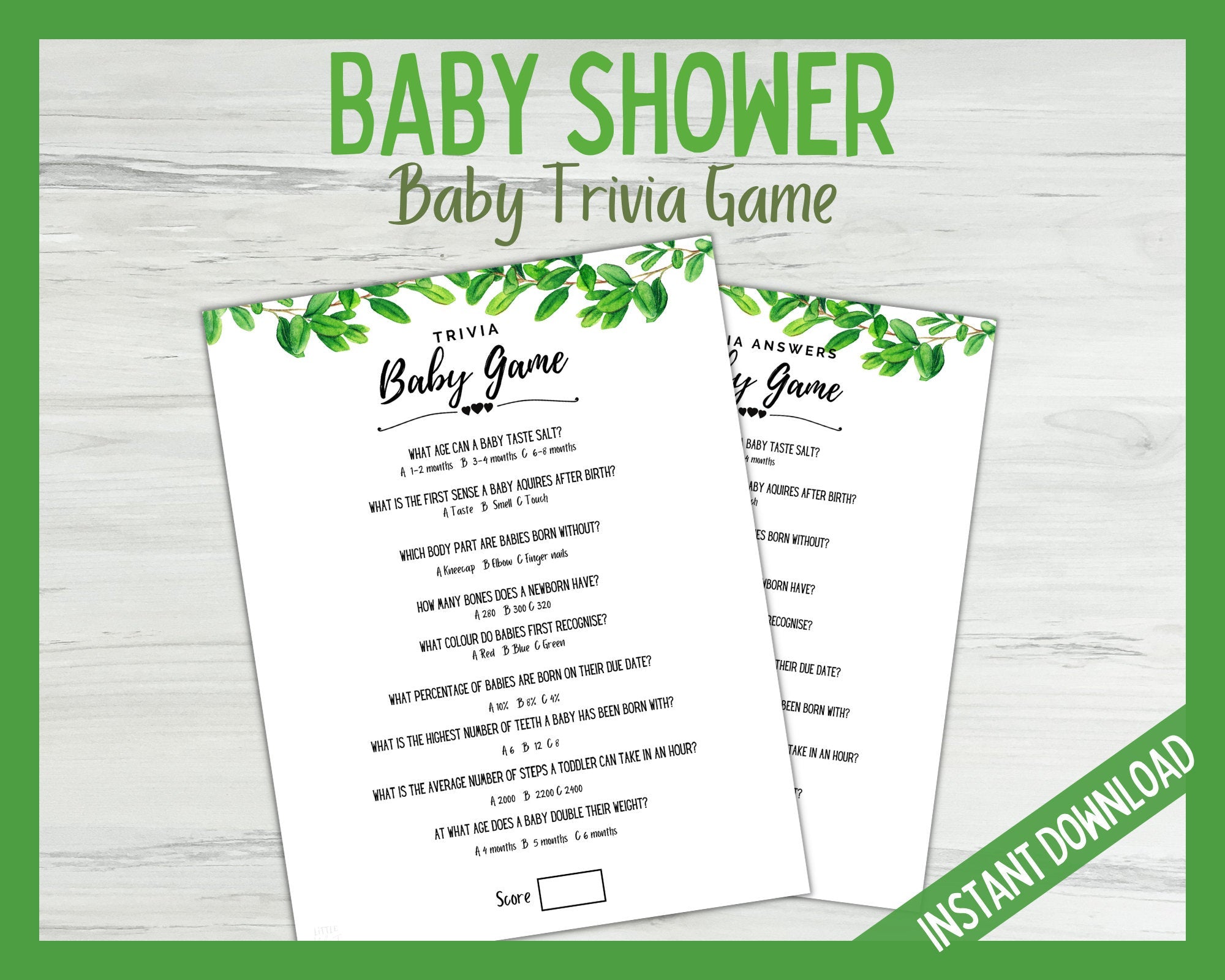 baby shower trivia game