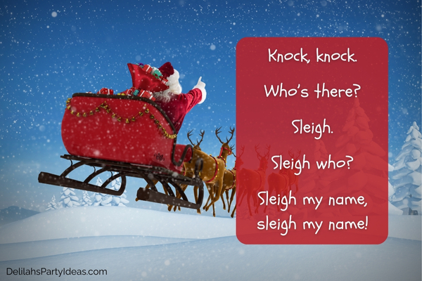 Santa on his sleigh with joke overlay