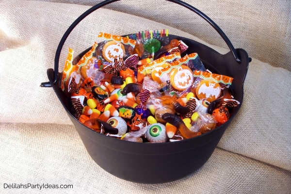 basket of assorted Halloween candies