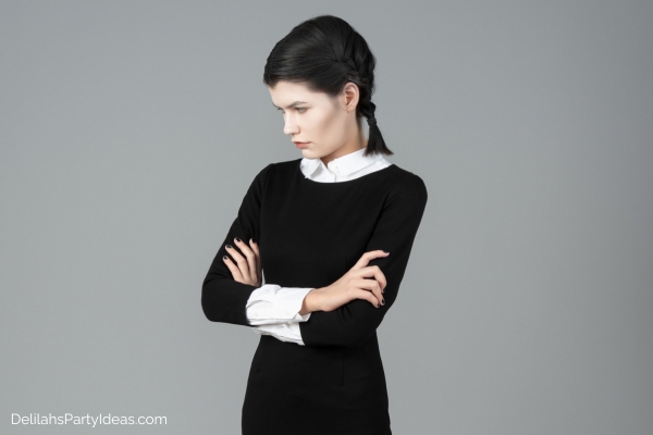 girl dressed as Wednesday Addams