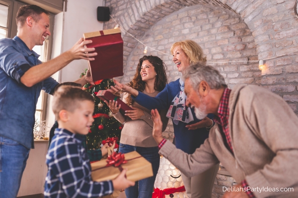 family exchanging gifts on Christmas