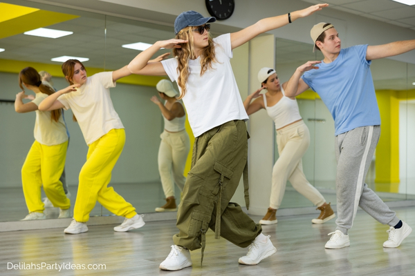 group of teens dancing