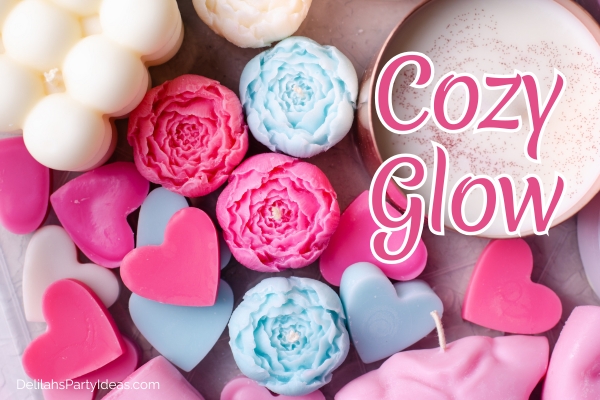 colorful soy wax candles with Scentsy party name overlay