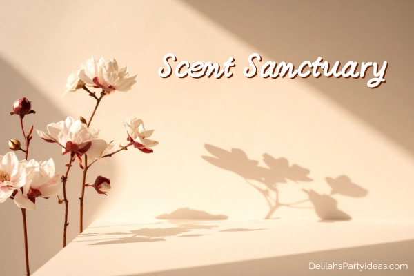 Magnolia flowers with shadow, with Scentsy party name overlay