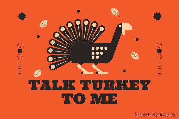Illustration of a turkey with thanksgiving party name overlay