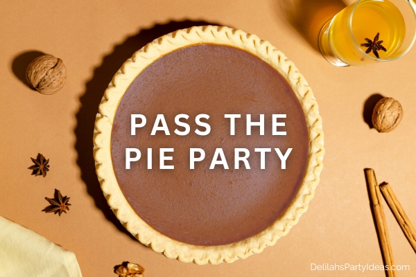 thanksgiving pie with party name overlay