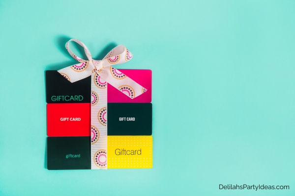 various gift cards with ribbon